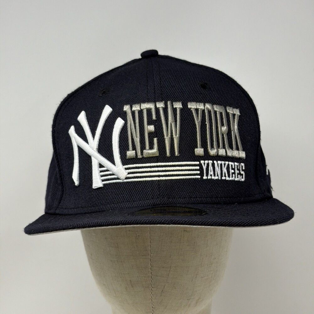 New Era New York Yankees 59FIFTY Hat 7 3/4 Navy 100% Wool MLB Fitted Cap